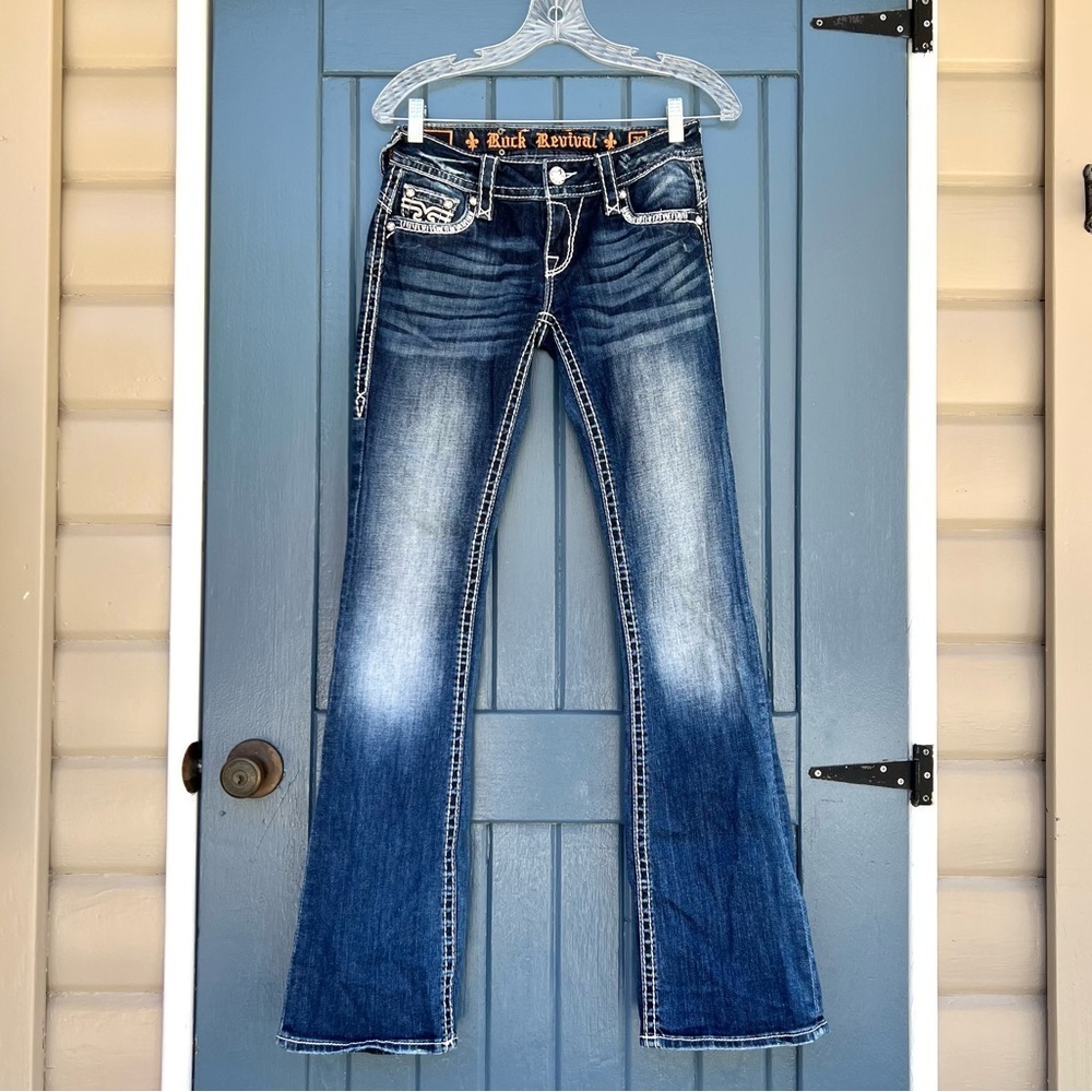 Rock Revival Boots Jeans with Vintage Fade Women Size 26 - Picture 2 of 11